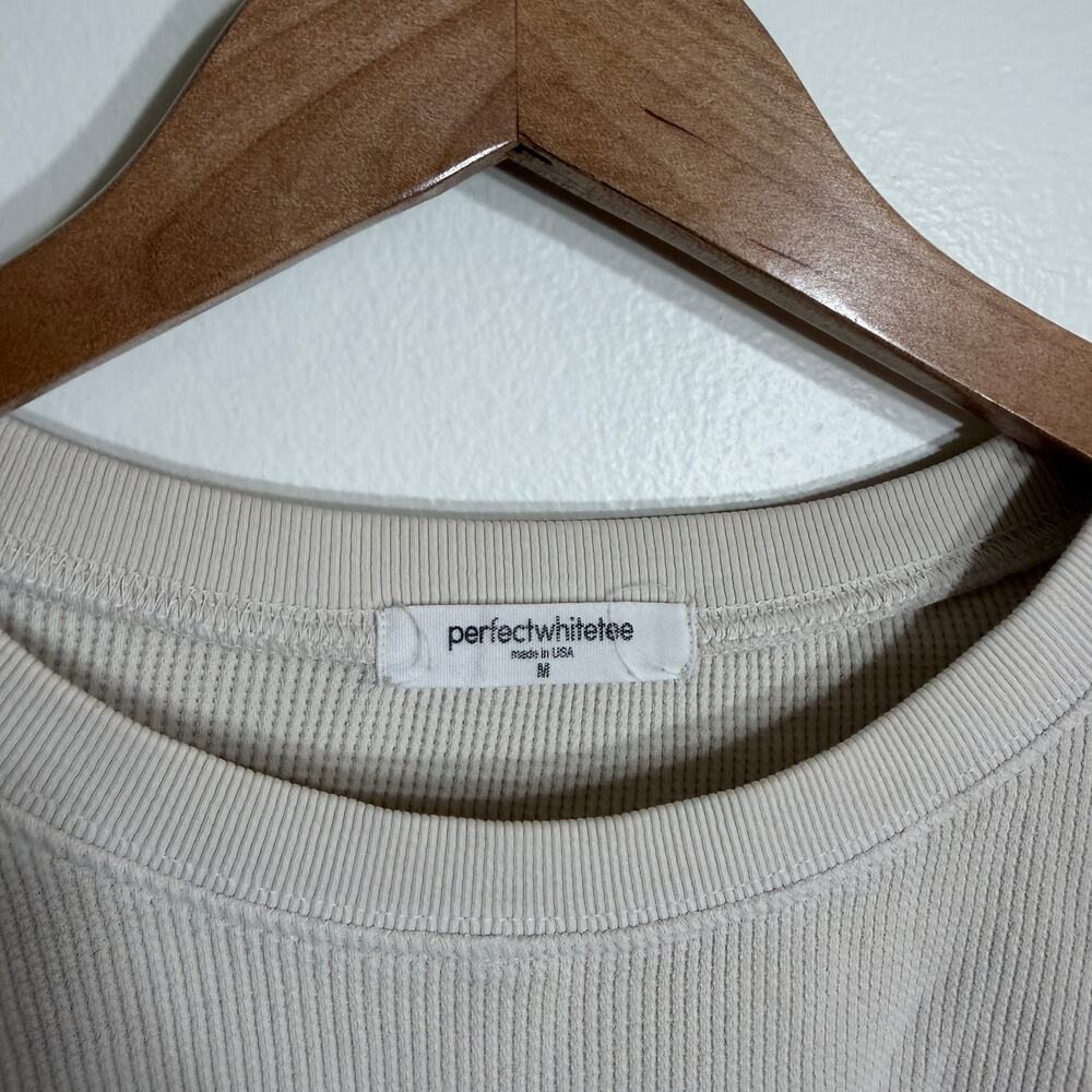 Perfect White Tee Taupe Waffle Long Sleeve - Picture 2 of 4
